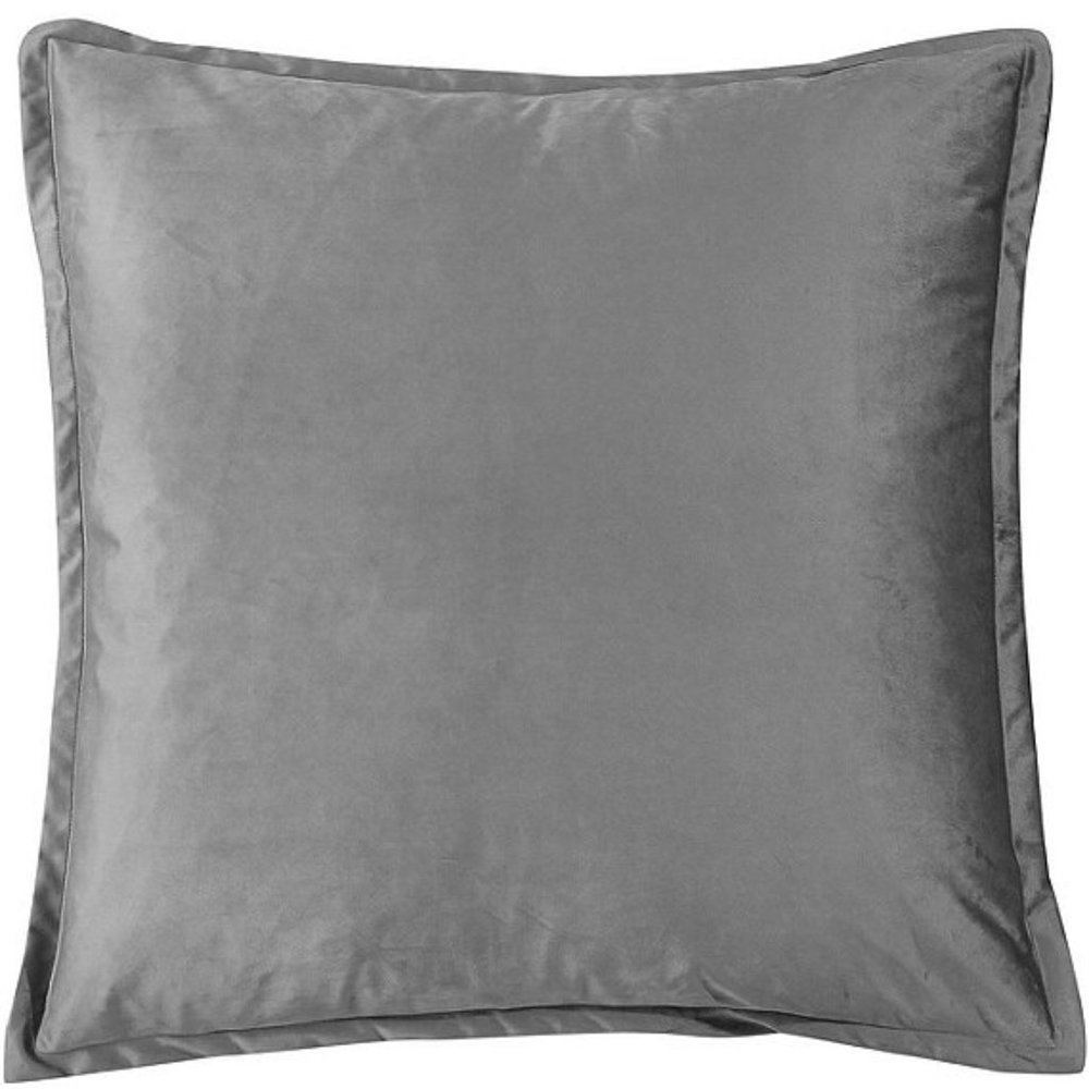 HiEnd Accents Faux Velvet Euro Shams PILLOW CASES ONLY GRAY 2 COVERS TOTAL